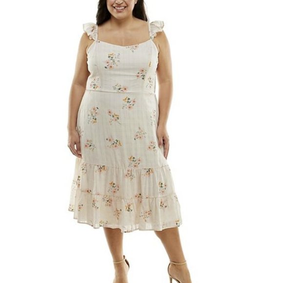 LILY ROSE FLUTTER SLEEVE TIERED MIDI DRESS SIZE 2X  #647 - Picture 1 of 2